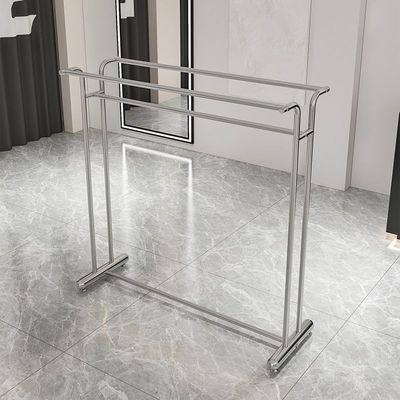 不锈钢展示架中岛架简约双杠落地架双排挂衣服架子男女装童装货架