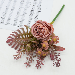 烤边香薰手扎花仿真绢花冰箱贴插花装饰假花DIY花环场景布置拍摄