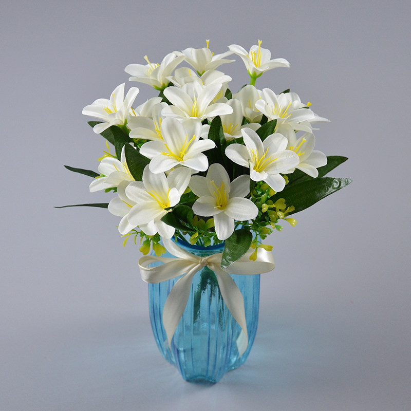 7头小百合把束仿真花 专柜橱窗展柜摆放商场景观造型客厅餐桌摆放