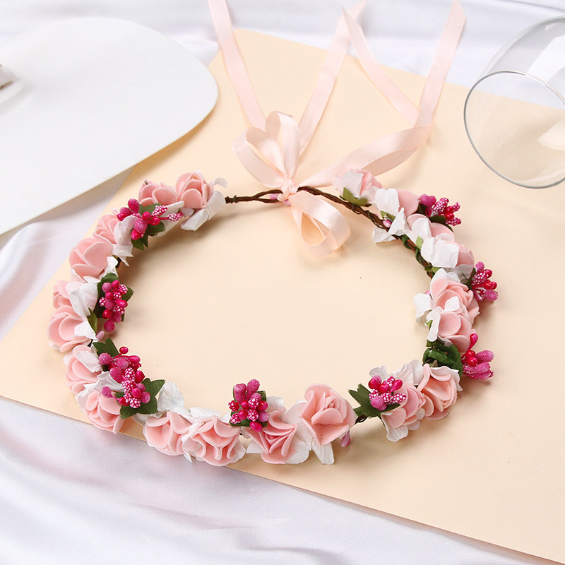 草莓头环单层花环儿童节舞蹈头饰婚礼花童伴娘姐妹团头环拍摄道具