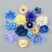 蓝色系花朵雾霾蓝仿真花绢花莫奈风氛围感装 扮婚礼堂舞台布置插花