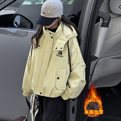 女童秋冬季加厚夹棉冲锋衣外套