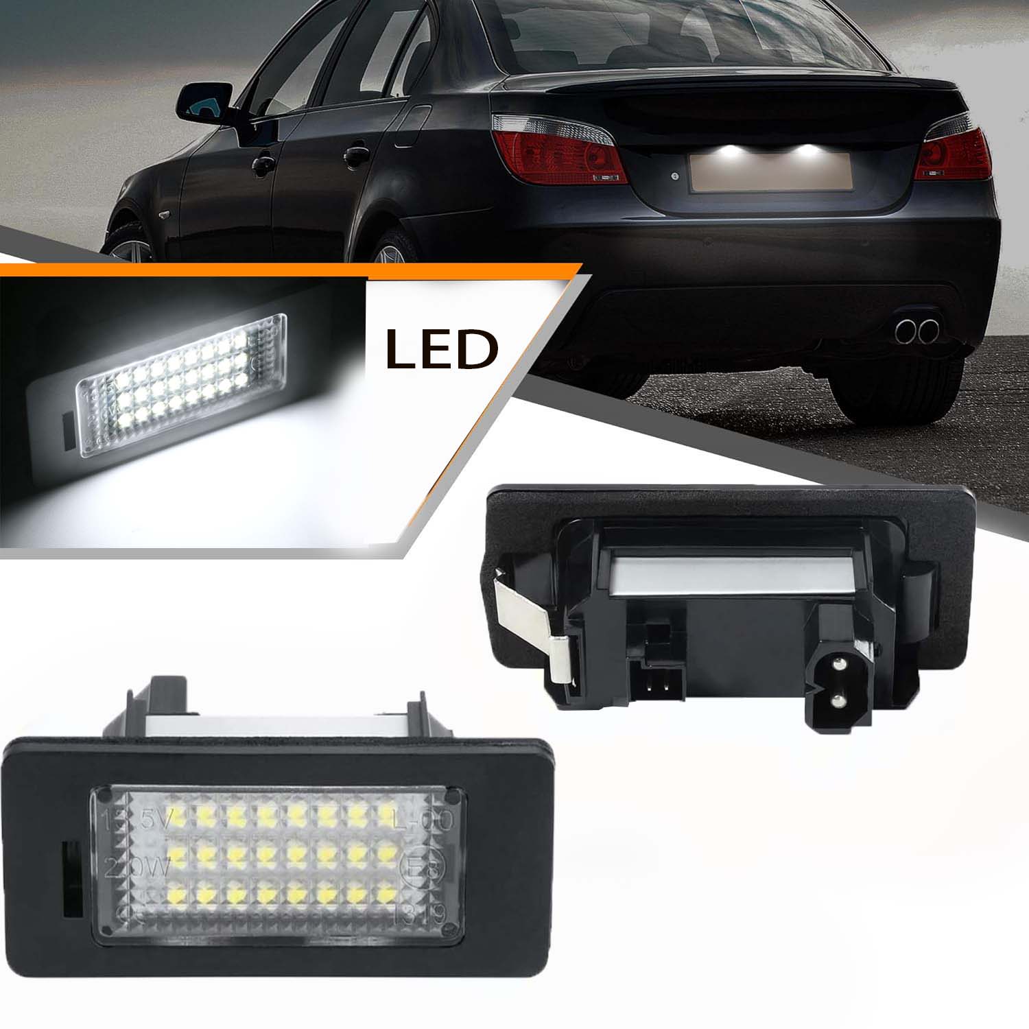 适用宝马X6F10E60E70E82E39E90E92E93系LED牌照灯X5X3车牌灯改装