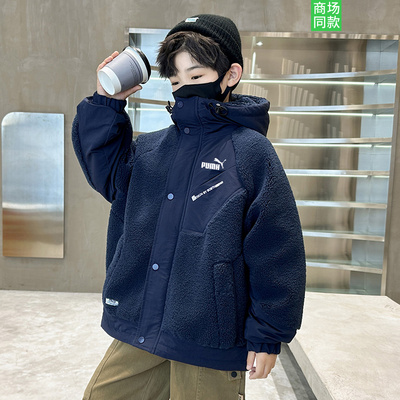 奥莱专柜男童羊羔绒外套儿童冬季