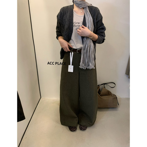 ACC PLACE焦点韩系百搭休闲直筒显瘦阔腿休闲裤配随机腰带8126