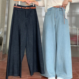 ONION韩系高智简约显瘦纸片人直筒阔腿裤显瘦通勤休闲裤266054