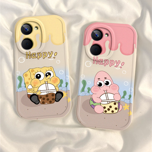 适用于vivoY37壳Y37m新款V2357A可爱Y37pro硅胶保护套y37c男vovoy女viv0全包vivi防摔有37软外壳海绵宝宝