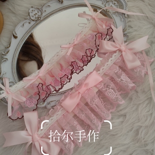 拾尔手作洛丽塔粉色蝴蝶结发带仿bnt发饰百搭甜美头饰lo娘小物夹