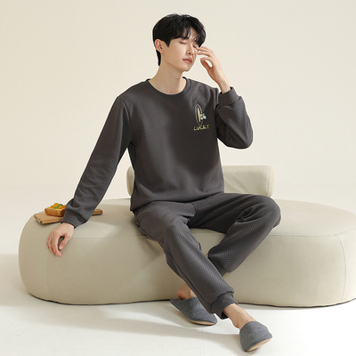 加厚保暖睡衣男士秋冬款休闲外穿