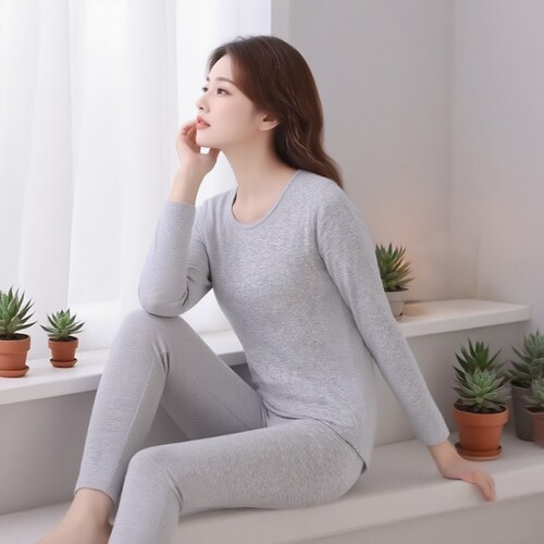 全棉秋衣秋裤女美体内搭舒适绝美
