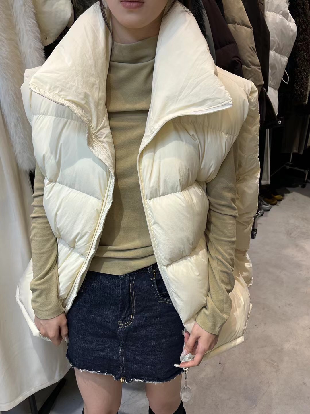 中长款羽绒马甲韩版翻领