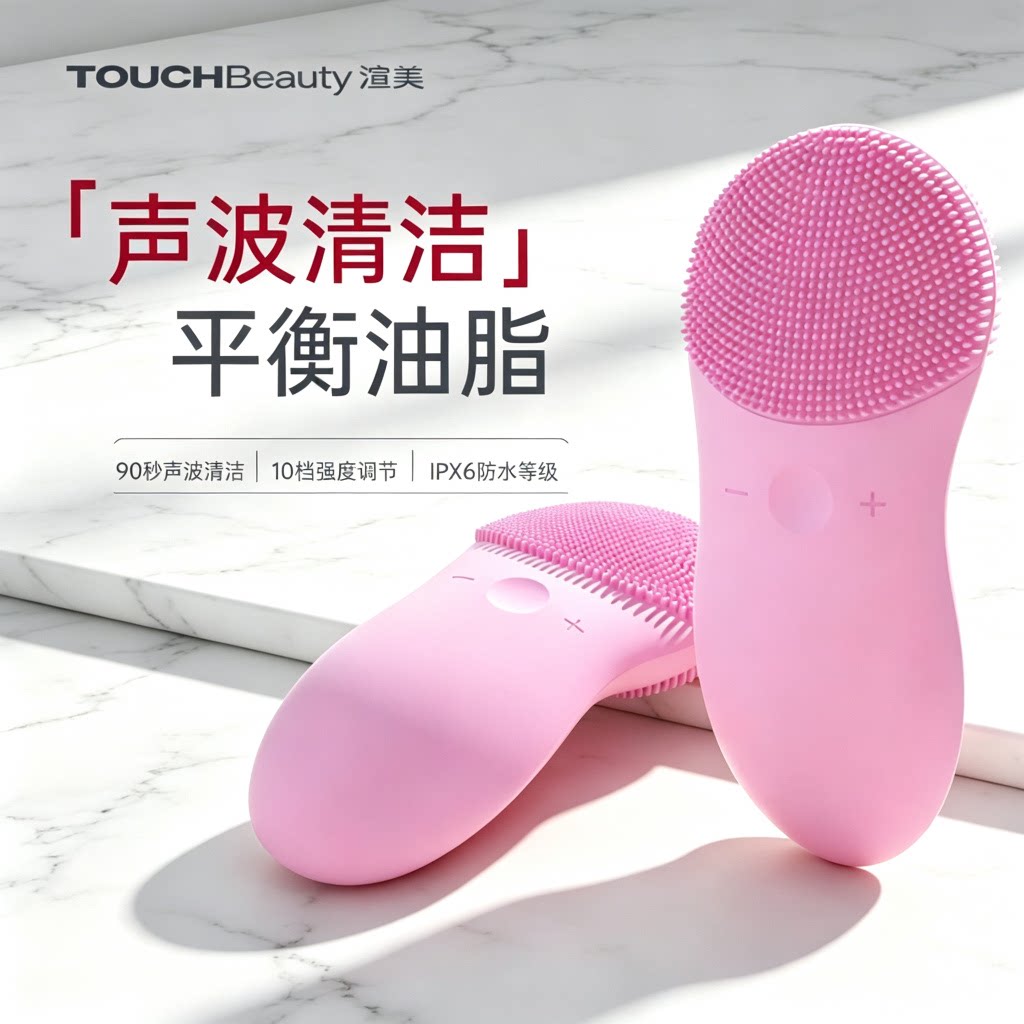 TOUCHBeauty渲美超声波硅胶洁面仪电动双面洗脸毛孔清洁洗脸神器