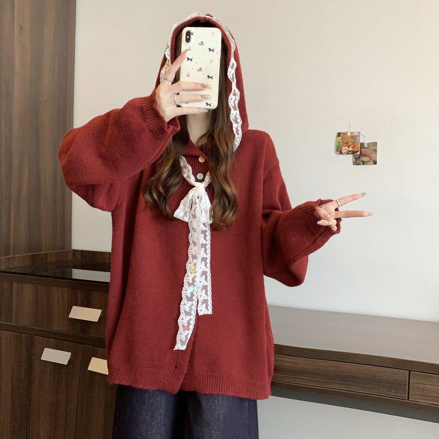 针织开衫新款大码女宽松毛衣外套