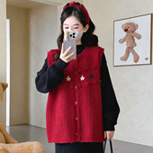 女装 毛衣背心大码 宽松手工设计感坎肩减龄叠穿春 马夹无袖 针织开衫