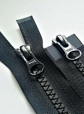 黑色90cmYKK拉链配件5号树脂双开双头拉锁长羽绒服棉衣拉练79cm