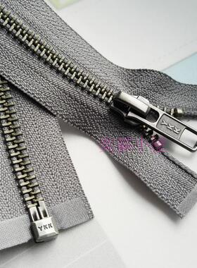 75cm灰色YKK5号金属拉链配件羽绒服拉锁铜齿皮衣夹克黑色外套拉练