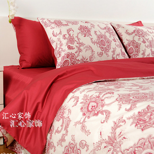 出口支纱四件套婚庆风加大贡缎