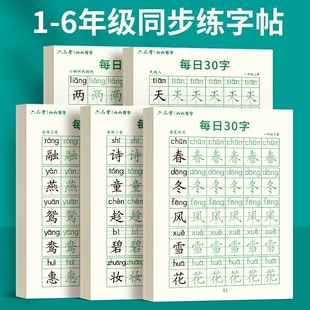 六品堂一年级二年级字帖每日30字练字帖小学生三上册下册每日一练点阵控笔训练儿童人教版 语文同步练习册写字专用硬笔书法练字本楷