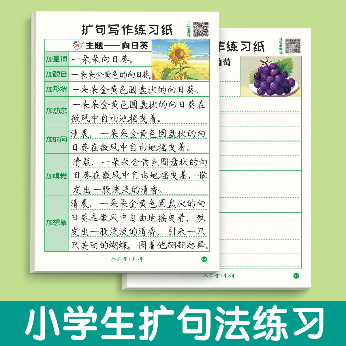 六品堂扩句法写作文小学生专用一年级二三四年级专项训练好词好句仿写句子造句每日一练写作练习儿童写字每日一读句子扩词练习纸
