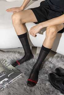 4双锦纶男士透气条纹欧美绅士脚趾金线条纹商务丝袜超薄正装商务