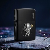 打火机ZIPPO正版 摘星予你黑冰贴章煤油防风火机生日礼物男生女生