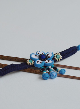 民族风蓝染手工饰品手链盘头饰品流苏百搭手链扎染工艺品系列手饰