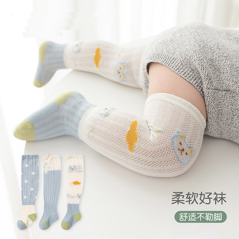 宝宝防蚊袜夏季过膝可爱卡通网眼婴儿袜薄款宝宝袜长筒袜