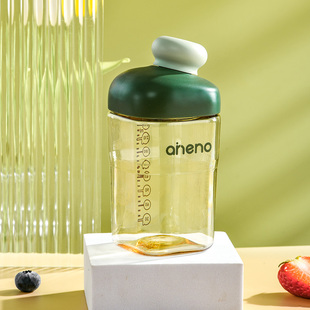 恩尼诺儿童PPSU水杯喝奶杯吸管水杯防摔宝宝直饮杯贝雷帽牛奶杯喝