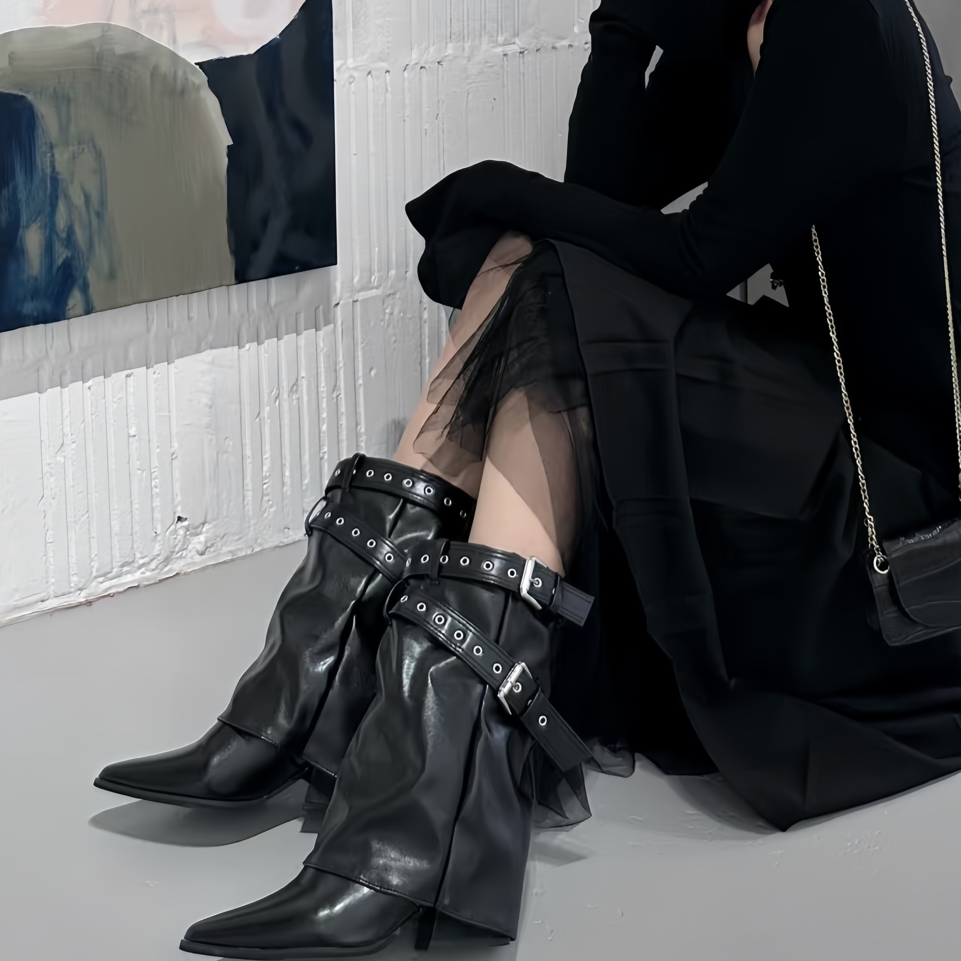 2025新款时尚百搭真皮西部靴女