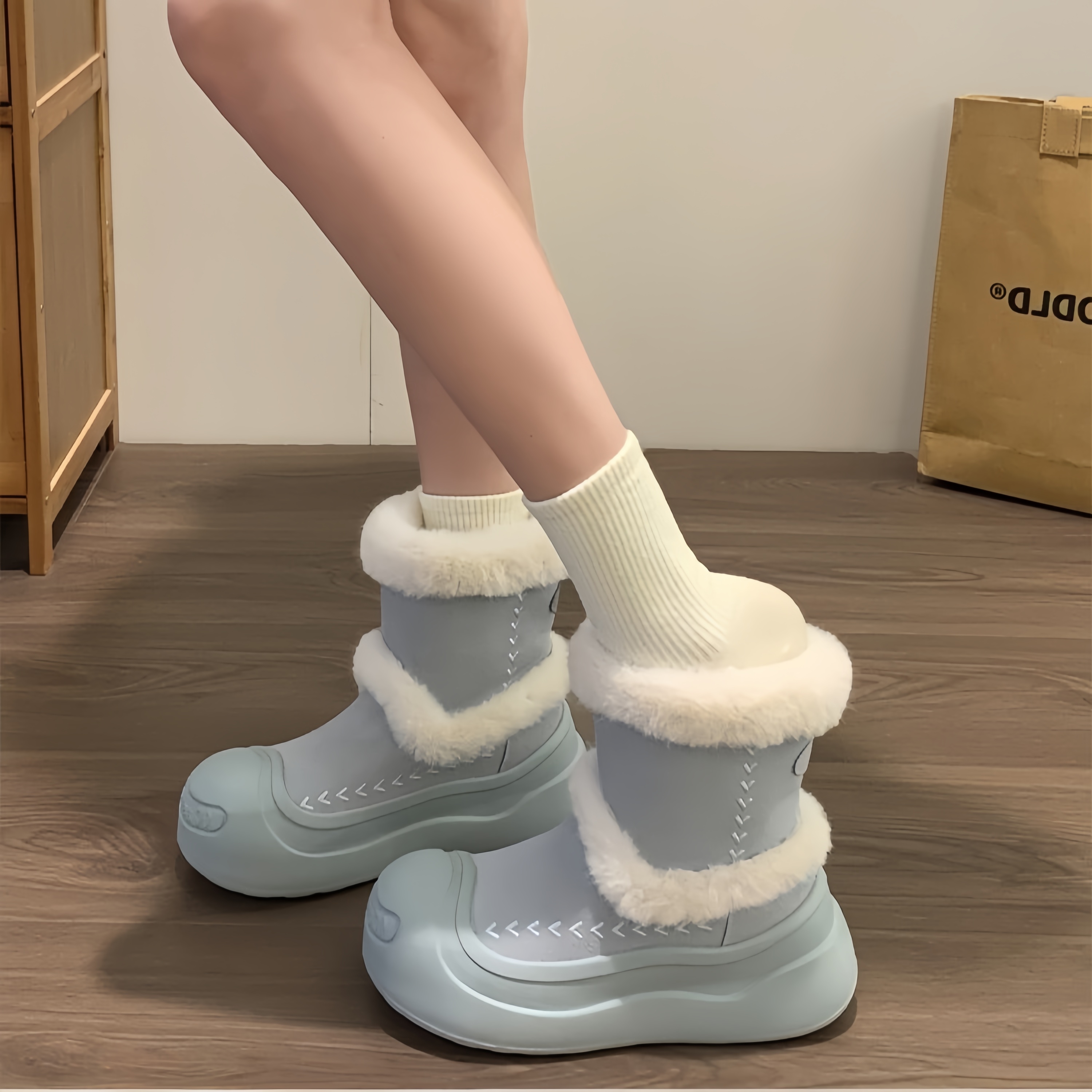 皮毛一体雪地靴女2025冬季新款