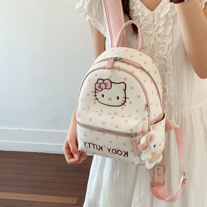 学生上课通勤可爱猫咪百搭背包女2026年夏季新款高颜值波点双肩包