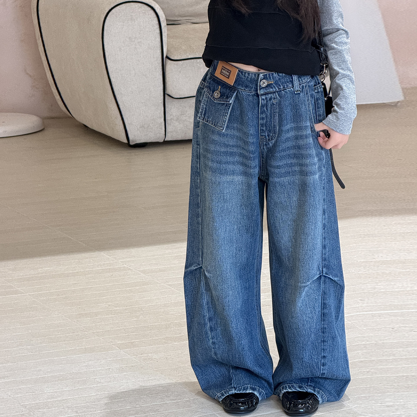 大童美式高街牛仔裤直筒学生裤子