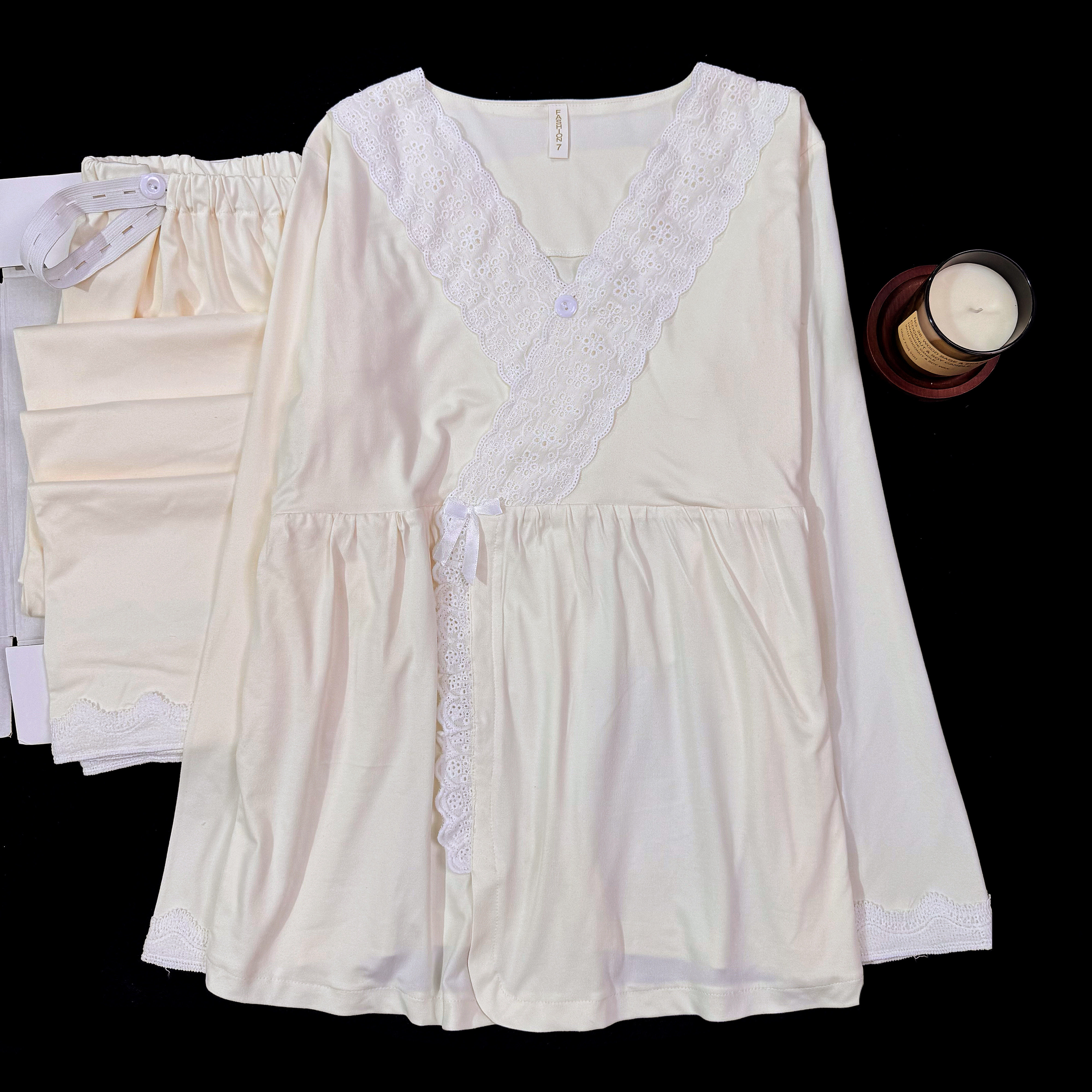 春秋季产前纯色孕妇加大码睡衣女产后月子服哺乳喂奶衣家居服套装