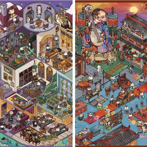 造景贴纸原创嘉嘉简简新品微缩