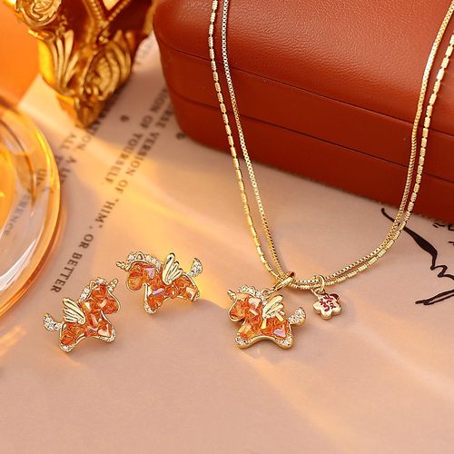 网红水晶独角兽耳钉S925银针