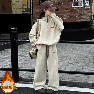 女童加绒套装2025新款冬装儿童秋冬卫衣大童女装运动童装女孩衣服