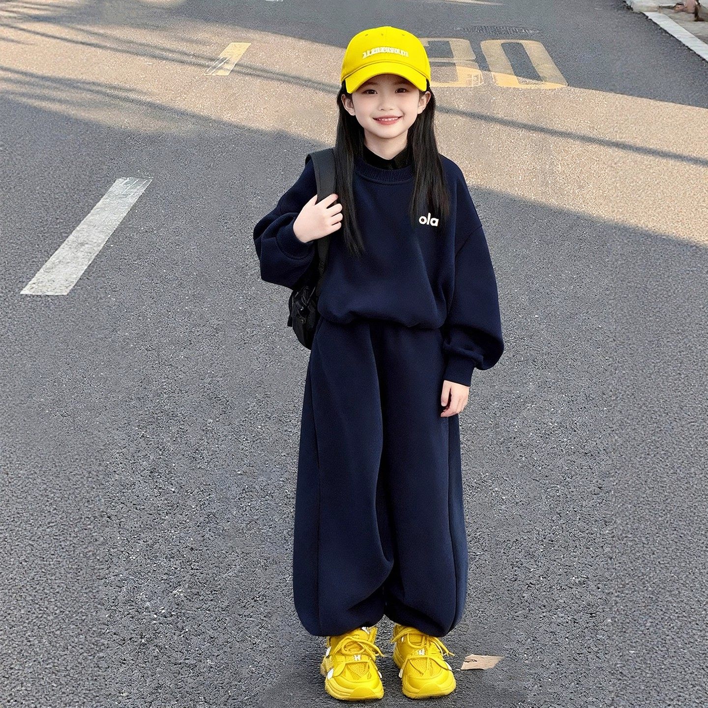 女童秋装运动卫衣卫裤套装儿童加绒衣服2025新款小女孩秋冬两件套
