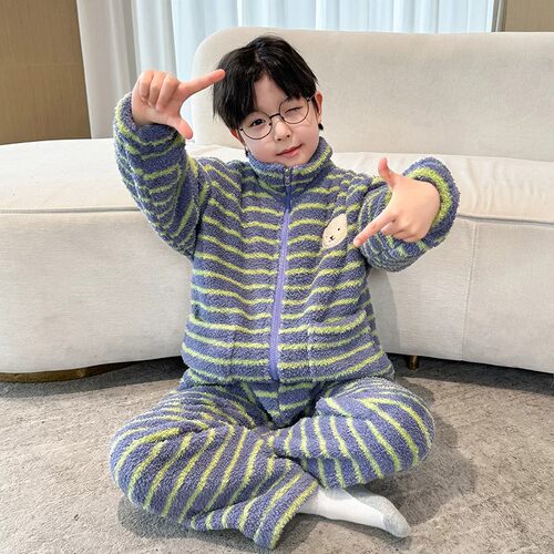 男童珊瑚绒睡衣加厚法兰绒家居服