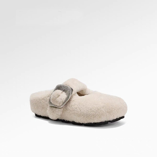 新款 女外穿2025冬季 GC家洛克甜庄包头毛毛拖鞋 羊毛拖 周也同款