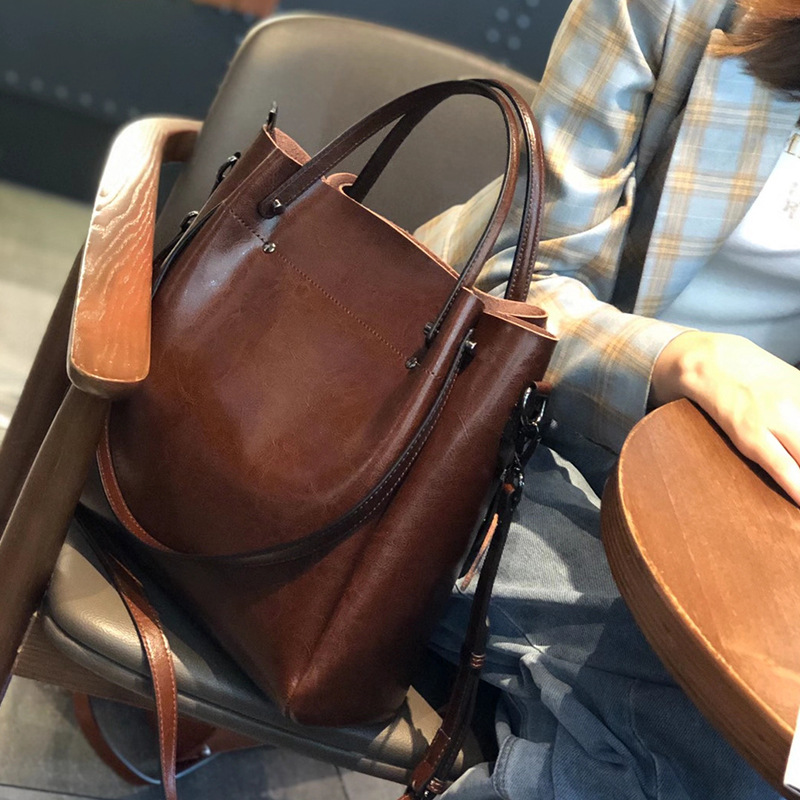 牛皮包包女2025新款单肩包手提斜挎包女高级感轻奢大容量真皮