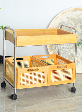 不锈钢带轮脸盆架推车式置物收纳架卧室厨房置物架客厅边几角几