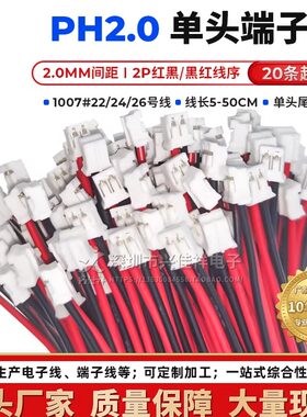 PH2.0mm端子线2P单头可定制加工