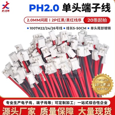 PH2.0mm端子线2P单头可定制加工