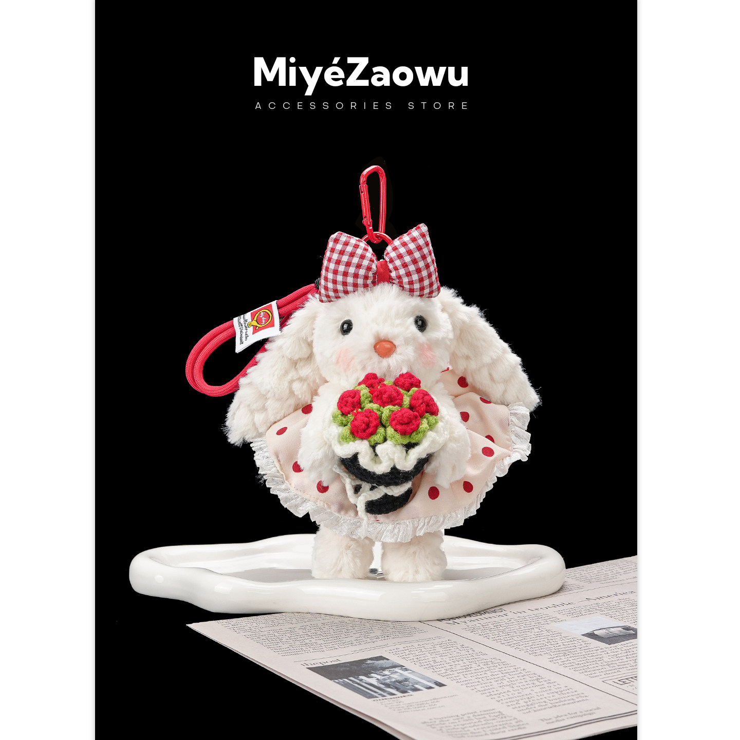 【弥野造物】手捧红色玫瑰小兔子包包挂件饰毛绒可爱公仔女生礼物,服饰配件/皮带/帽子/围巾,包挂件,淘宝优惠券,粉丝福利购,淘宝优惠卷