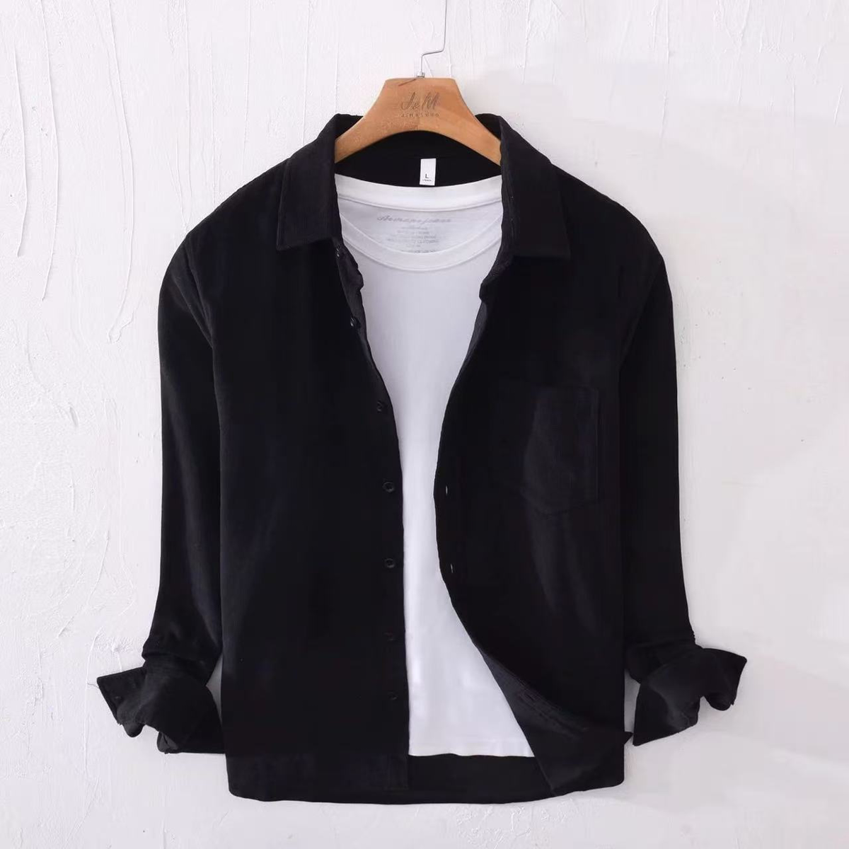 男士长袖衬衫青年春秋休闲黑色打底修身百搭牛津纺衬衣寸潮流