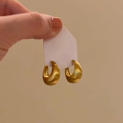 法式轻奢磨砂哑光水滴耳扣女ins精致高级感耳环时尚气质感耳饰品