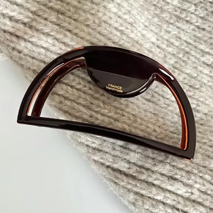 敲喜欢~巧克力色醋酸发夹小众设计百搭复古金标大号抓夹发量多夹