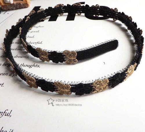 {28包邮}复古黑金色蝴蝶刘海贴式发带软头箍发箍魔法贴粘碎发贴