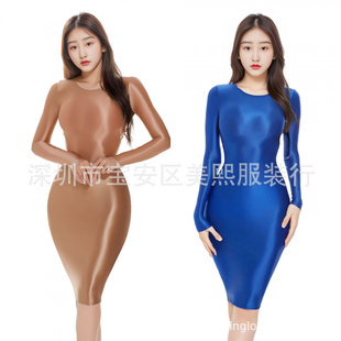 2025大码油亮光泽紧身性感裙职业女性装制服诱惑包臀裙