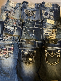 古着外贸辣妹Y2K千禧亚文化亚比朋克直筒低腰微喇叭牛仔长裤刺绣X